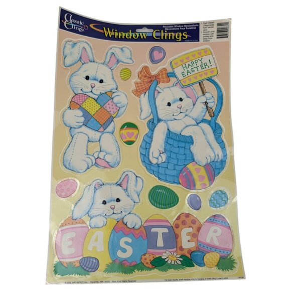 Vintage Easter Static Cling Window Bunny‎ Rabbit Basket Egg Holiday 3 Sheets - Picture 3 of 8